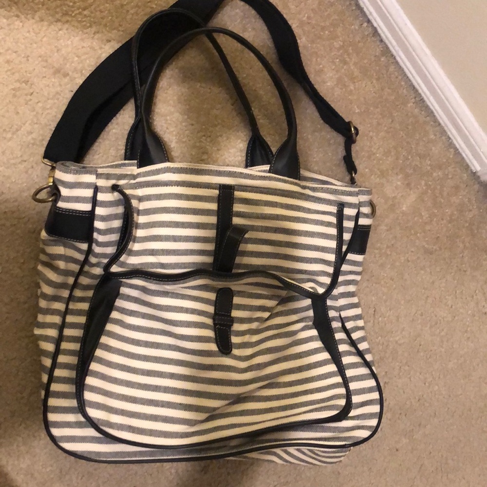 Navy blew and cream stripped Fredd + Basha Bag